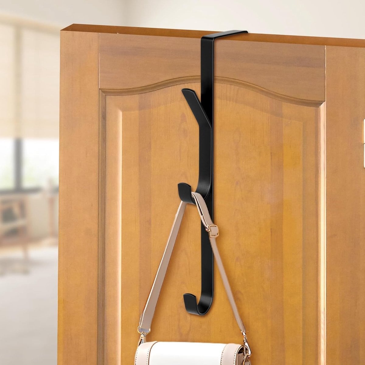 Zwarte Deurkapstok met 3 Verticale Garderobehaken voor de Hal, Slaapkamer, Badkamer of Keuken