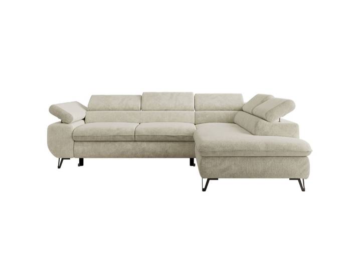 ECKSOFA PABLO L Creme Schenille grob gewebt - Rechts Seite