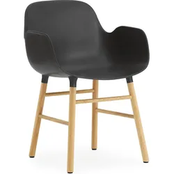 Form Sessel schwarz mit Eichenrahmen