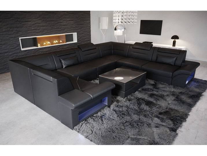 Mini Sofa Brianza U-Form aus Leder
