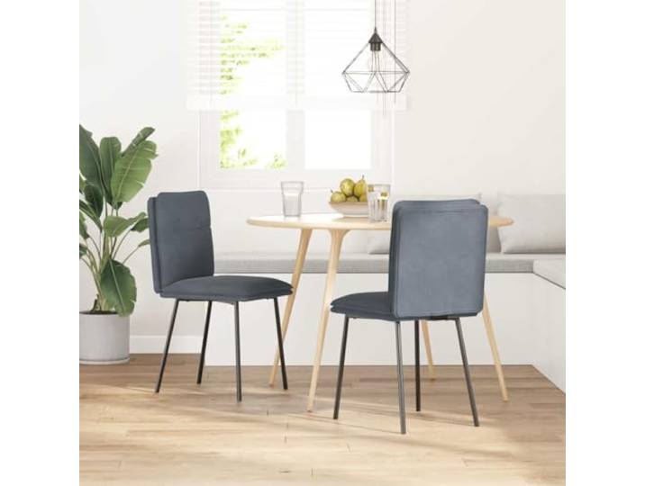POUFGDR Esszimmerstühle, 2 Stück, Dunkelgrau, Samt Gepolsterte Sitzfläche, bequeme Rückenlehne, Rahmen aus Metall und Sperrholz, Wohnzimmer, Küche, Essen