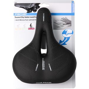 Fischer-MTS Fahrradsattel 85682 Tourensattel, Unisex, Memoryschaumpolster & Federn, 300 x 210 mm, 690g, für Citybike