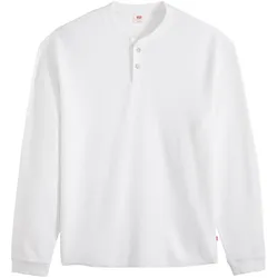 Levi's Herren Langarmshirt - LS Relax Button Henley, Knopfleiste, Baumwolle Weiß / XL