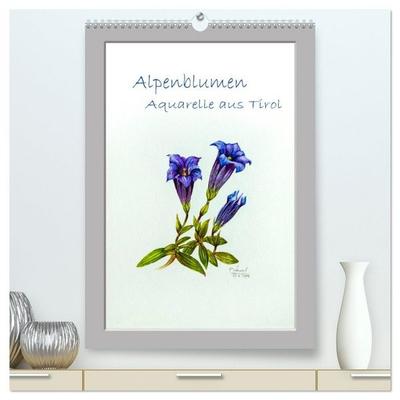 Alpenblumen Aquarelle aus Tirol (hochwertiger Premium Wandkalender 2026 DIN A2 hoch), Kunstdruck in Hochglanz