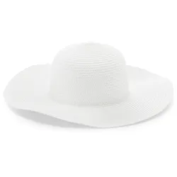 Strohhut LASCANA "Sonnenhut, Sommerhut, Kopfbedeckung, Hut", Damen, weiß, Stroh, unifarben, Hüte Strohhut, im eleganten Look mit breiter Krempe