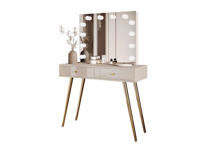 SCHMINKTISCH SIENNA GOLD ELITE auf schrägen Beinen goldener Griff