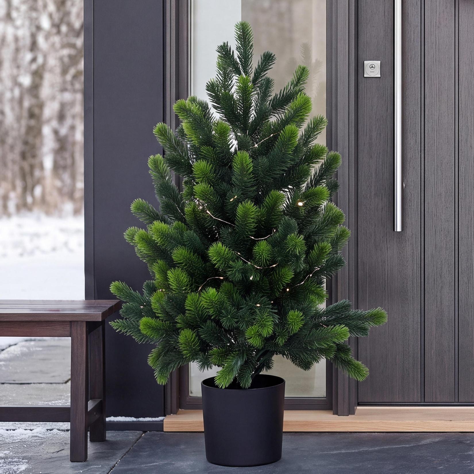 Weihnachtsbaum MCW-R29, Dekobaum Kunstbaum Kunstpflanze künstliche Tanne, Outdoor Polyethylen, 60cm