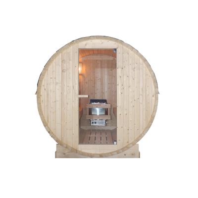 Fasssauna SANOTECHNIK "»TROMSÖ XL«", braun (holz), Saunaofen, 8 kW, Saunen, geeignet für 6 Personen, Fichetnholz