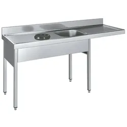EURAST - Spüle mit rahmen ring für die entsorgung, 1 becken und 1 abtropffläche - 1800x700x850 mm - 227D817L