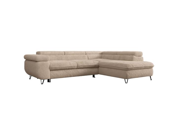 ECKSOFA PEDRO L Beige Plüsch - Rechts Seite