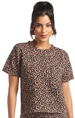Masseys Knit Tee (Size 3X) Leopard, Polyester,Spandex