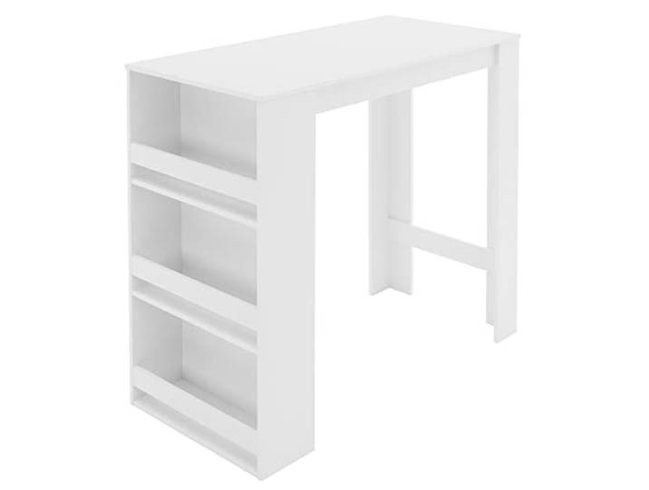 ML-Design Bartisch mit 3-stufigem Regal, Weiß, 117x106x57 cm, viel Stauraum, Modern, Stehtisch mit 3 Ablagefläche, Bartresen Bistrotisch Tresentisch Bartheke Küchentheke Küchentisch Frühstückstisch
