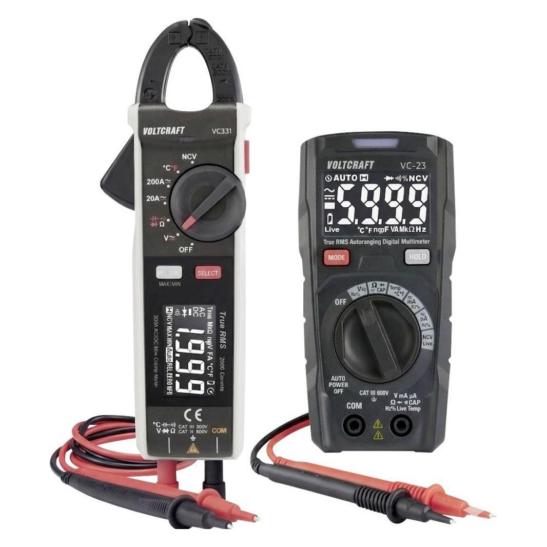 Voltcraft Messgeräteset VC-15313340 Multimeter + VC-14465985 Stromzange CAT III 600 V (CAT III 600V, Hand-Multimeter) (VC-15313340+VC-14465985)