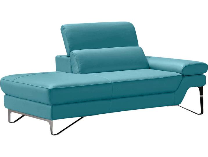Ottomane EGOITALIANO Princess, elegantes Designsofa mit erstklassigem Sitzkomfort , blau (türkis), B:177cm H:95cm T:108cm, Leder CAREZZA (echtes Rindsleder) ist ein Naturleder, dass die ursprünglichen Eigenschaften der Haut nicht verändert. Das Vorhandensein von verheilten Narben, Körnungsunterschiede, Falten, Adern, Unterschiede in den Farbtönen und andere Spuren, die die Natur auf diesen Fellen hinterlassen hat, sind ein Beweis für die absolute Echtheit und das Zeugnis ihres großen Wertes., Sofas, Ottomane, inkl. verstellbarem Kopfteil und edle Designmetallfüße