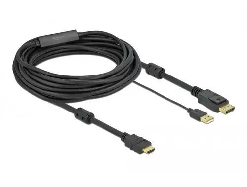 Delock HDMI / USB / DisplayPort Anschlusskabel HDMI-A Stecker, USB-A Stecker, DisplayPort Stecker 7m Schwarz 85967 vergoldete