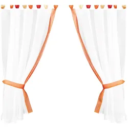 Arsvita Gardinenset mit Schlaufen "Skyline" Landhausstil 140x120 cm - Orange