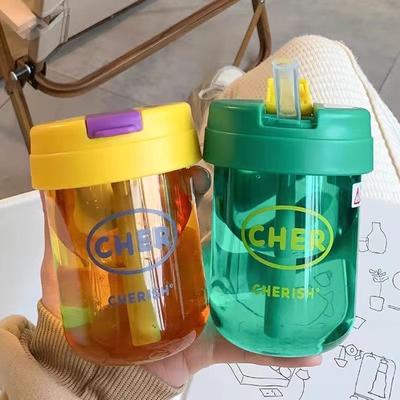Tiny Tots Teens Trends Cute Portable Kids Juice Cup, Mini Plastic Straw Water Bottle, Leakproof Outdoor Sports Drinkware, Anti fall Design red
