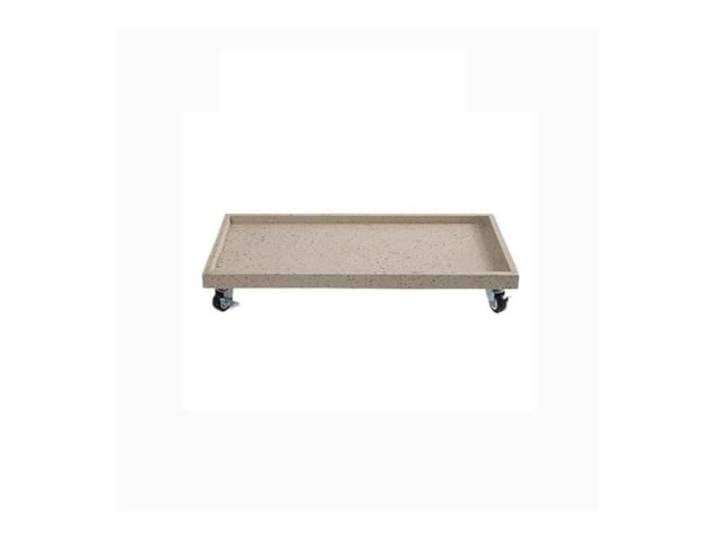Dh2yjnbf3 Blumenuntersetzer Rechteckige Pflanzenpalette for den Innen- und Außenbereich mit Rädern Topf(Beige,Groß)