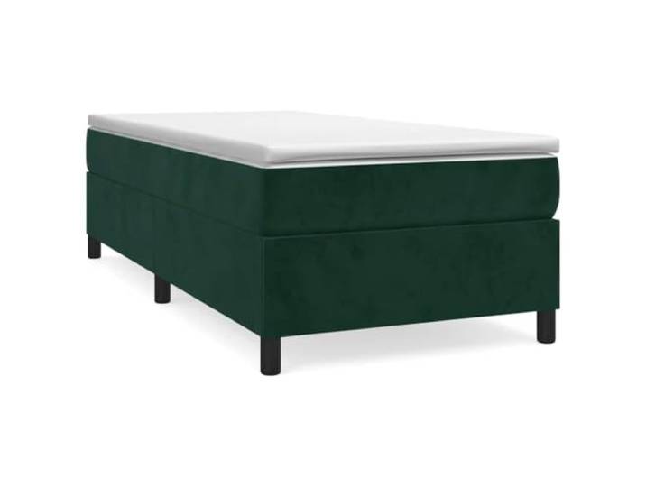 PUGYNBK Boxspringbett aus Samt, Dunkelgrün, 90 x 190 cm Taschenfederkernmatratze, mittelhart, Sperrholzlatten, hautschonender Bezug