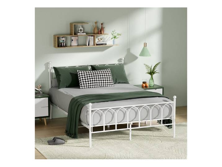 HAUSS SPOLE Metallbett Modern Metallbett Bettgestelle Einzelbett Gästebett Bettrahmen (Metallbettgestell mit Metallrahmenstruktur & Mehrpunkt-Stützsystem mit Mittelbeinen), 140×200 Jugendbett ohne Matratze