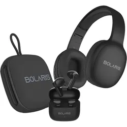 Bolaris 3-in-1-Audiopaket Kopfhörer Lautsprecher TWS (15 h, Kabellos), Kopfhörer, Schwarz