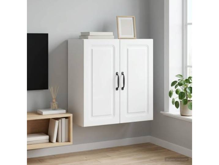 RJPLMFV Wandschrank, 59 x 31 x 60 cm, Holz, Weiß Verstellbare Regale, geräumige Aufbewahrung, für Wohnzimmer oder Büro, einfache Wartung