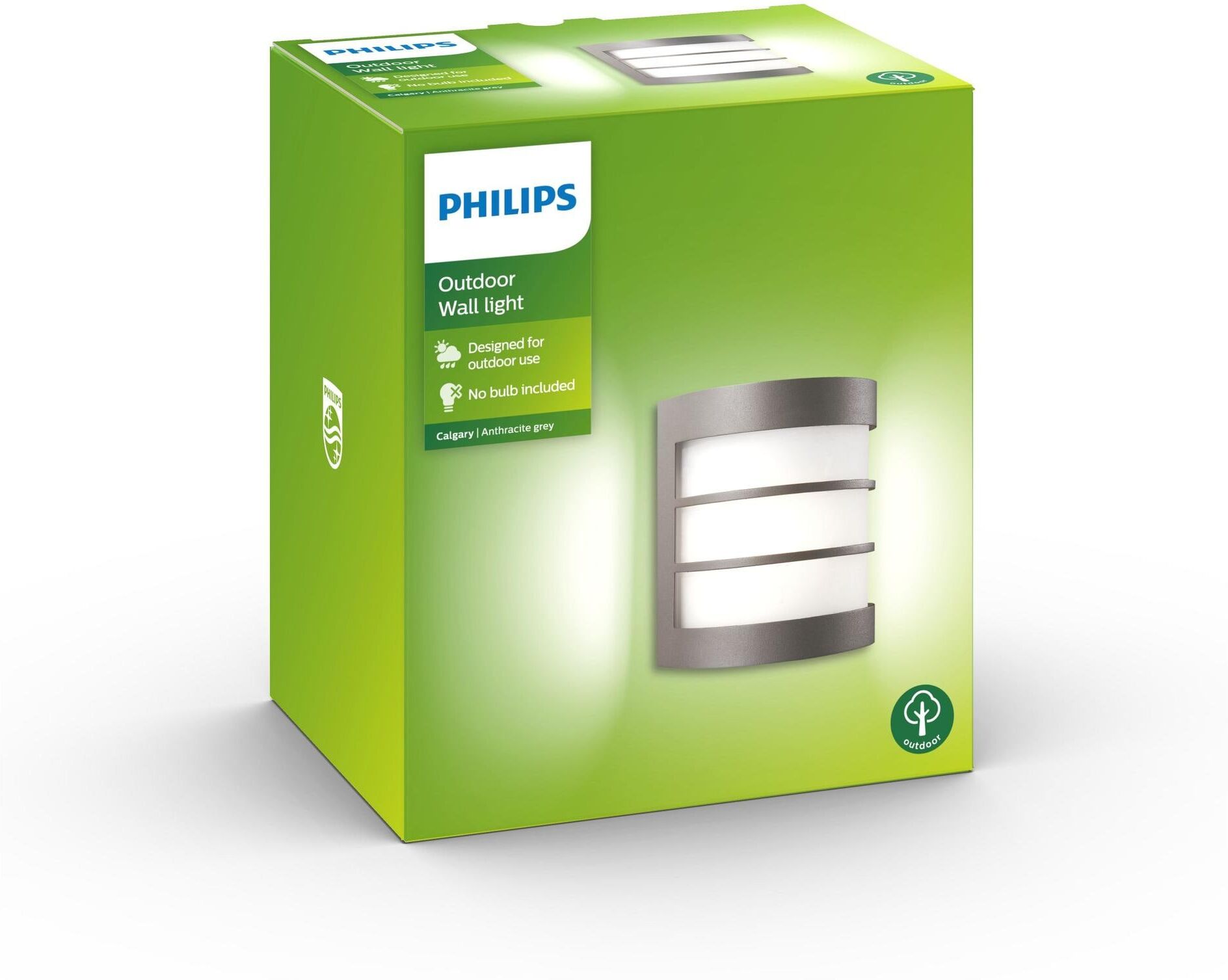 Wandleuchte PHILIPS "Calgary, E27, 6", grau, B:13,8cm H:15,5cm T:10,2cm, Leuchten, Wandleuchte grau 1, H: 15,5cm