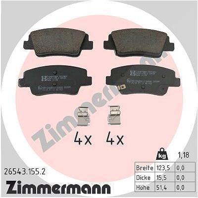 Zimmermann Bremsbelagsatz, Scheibenbremse [Hersteller-Nr. 26543.155.2] für Kia, Genesis, Hyundai