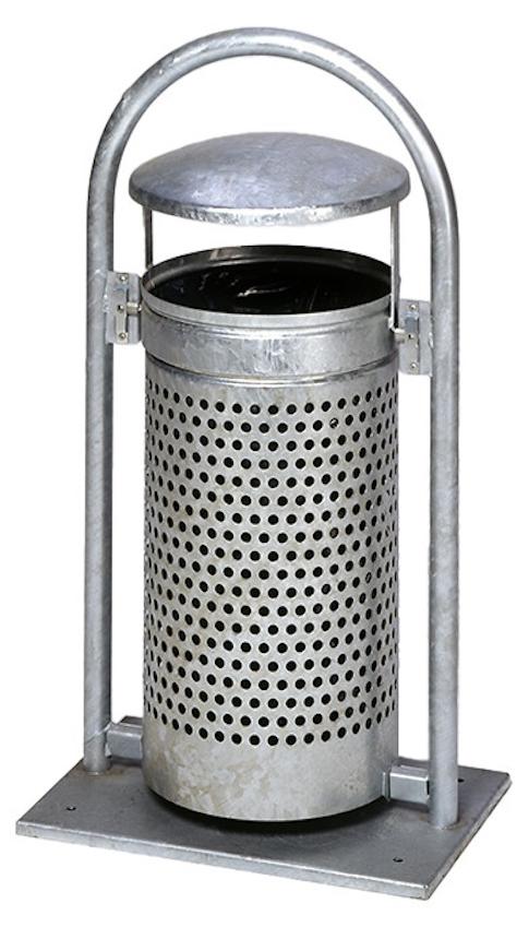 Abfallsammler mit Rohrbogenständer | 60/70 Liter, HxBxT 116,5x58x38cm | Verzinkter Stahl | Feuerverzinkt