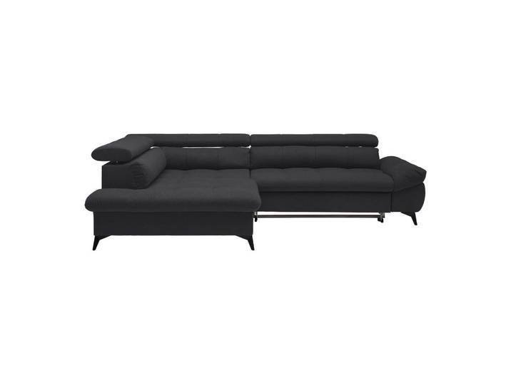 Mömax Ecksofa, Schwarz, Metall, Ottomane links, L-Form, 296x201 cm, Liegefunktion, Schlafen auf Sitzhöhe, Rücken echt, Wohnzimmer, Sofas & Couches, Wohnlandschaften, Ecksofas