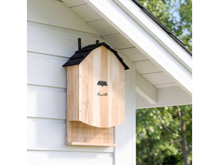PawHut Abri Chauves-Souris 3 Chambres Bois Naturel 36,5x60cm