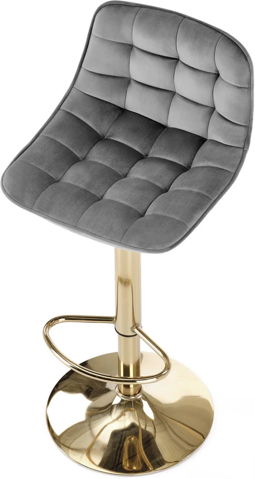 garneroarredamenti Sgabello alto regolabile in velluto moderno grigio oro Marisol