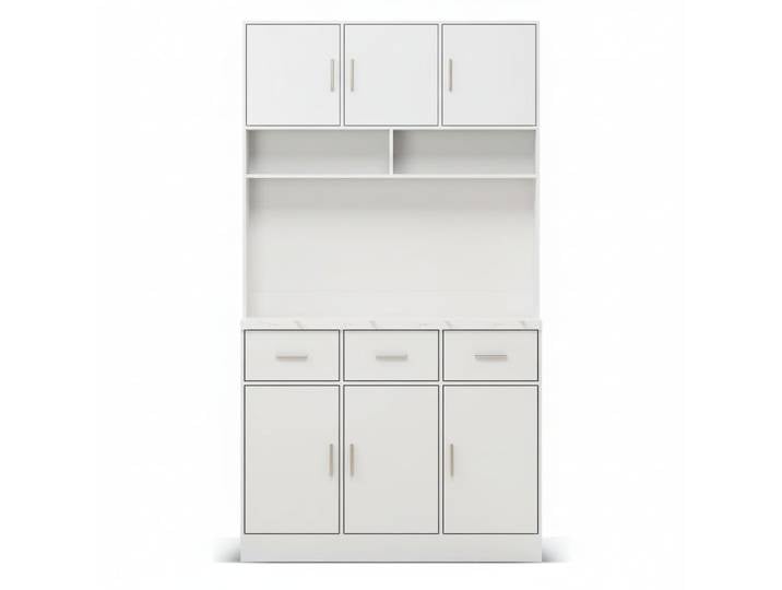 Vitrine haute avec éclairage LED, 3 tiroirs et 6 portes