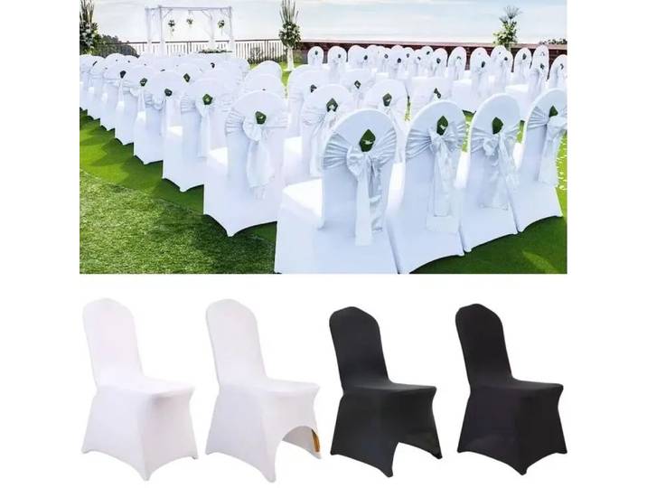 Housses de chaise de mariage universelles, housses de siège complètes, noir, blanc, IQUE dex de bain, restaurant, 73, 50-100 pièces