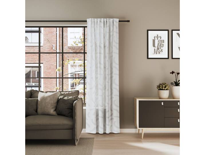 Vorhang NEUTEX FOR YOU CASALI , weiss (wollweiß), B:153cm H:245cm, Polyester, Gardinen, Vorhang, Allover-Muster aus zeitlosen Halbkreisen