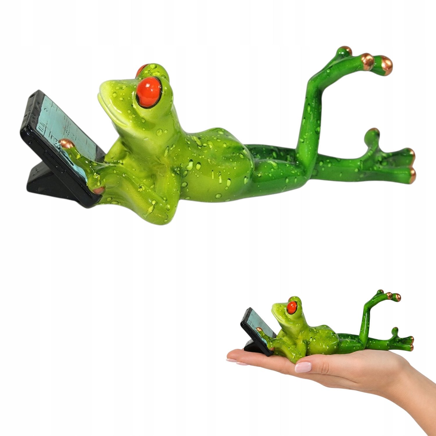Grappige Kikker Figuur met Smartphone Decoratie - Groen
