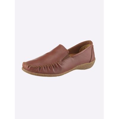 Slipper LORETTA, Damen, Gr. 38, Lederimitat, braun (rotbraun), Glattleder, Schuhe Slipper