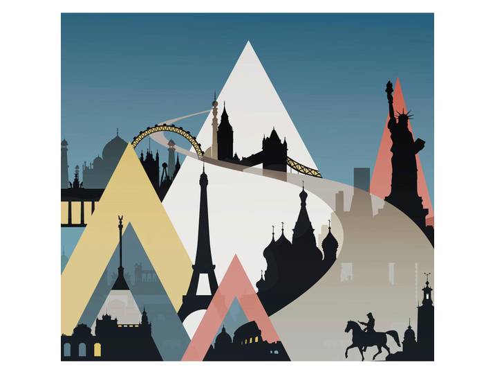 Fototapete, Mehrfarbig, Papier, Großstadt, 300x280 cm, Tapeten & Wandverkleidungen, Fototapeten