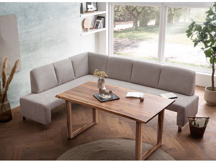 Eckbank EXXPO - SOFA FASHION Intenso, modern, 263/198 cm (B/T) , braun (cappuccino), B:264cm H:92cm T:198cm, NaturLeder;Strukturstoff (Zusammensetzung: Polyester 100%);Luxus-Microfaser (Zusammensetzung: Aufgeflockte 100% Polyester Schicht mit Prägung);Cord (Zusammensetzung: Polyester 100%), Sitzbänke, Eckbank, hohe Bodenfreiheit, frei im Raum stellbar, hoher Sitzkomfort