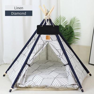 Uplift Essentials Pet Teepee Tent With Cushion And Blackboard For Cats And Dogs m rhombus