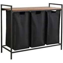 Relaxdays, Wäschekorb, Wäschesammler 3 Fächer mit Ablage (120 l)