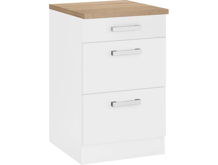 Unterschrank KOCHSTATION KS-Gera , weiss (weiß, weiß), B:50cm H:85cm T:60cm, Holzwerkstoff, Schränke, Unterschrank, Breite 50 cm