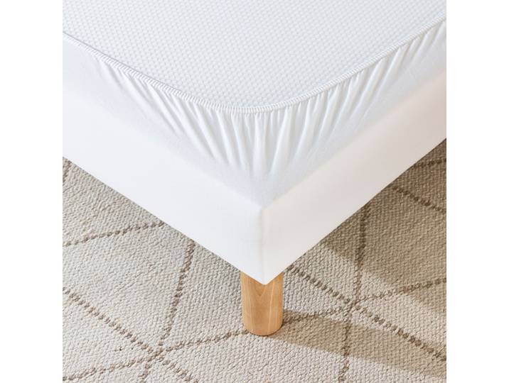 Cache-sommier coton jersey blanc 180x200