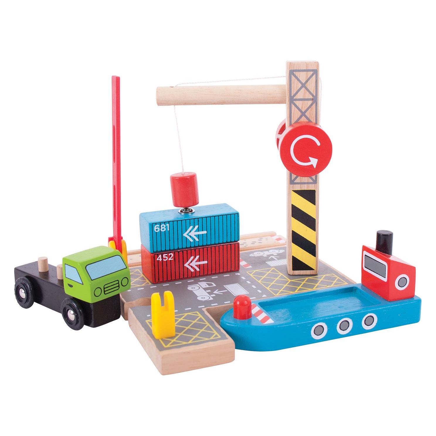 Bigjigs Hölzerne Schienen Container Werft (BJT254)