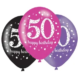 50. Geburtstag 6 Luftballons pink schwarz