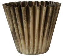 Storied Home Fluted Metal Vase with Distressed Finish