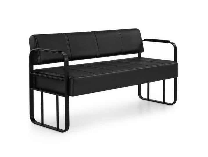 BarberPub Banque 3 places avec accoudoirs noirs mats banque d'attente pour coiffeur banquette de salon W528BBK