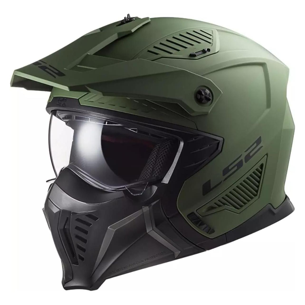 LS2 motorcycle jet and modular helmet DRIFTER solid mat military green 2206, M (M, 57 - 58 cm) (366061061M)