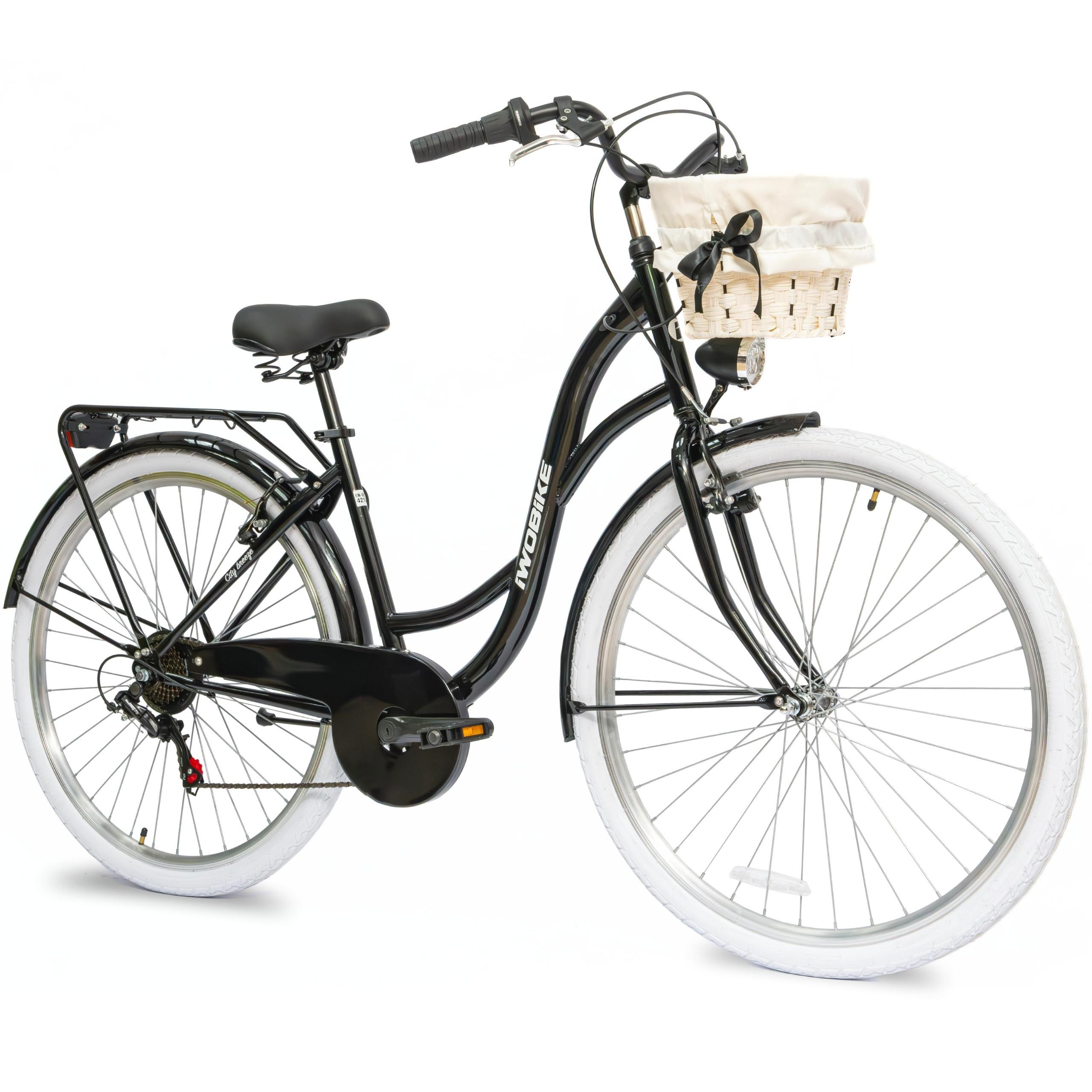 Damen Citybike 28" IwoBike Black Pearl Fahrrad Shimano Ausstattung Gepäckträger Korb GRATIS