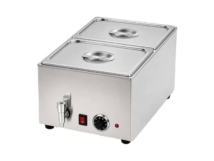 Générique Bain-Marie Électrique avec Robinet de Vidange - 2 Bacs GN 1/2 et couvercles Inclus
